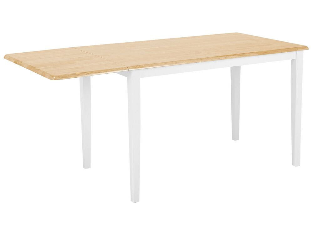 Beliani Rozkladací drevený stôl 120/160 x 75 cm svetlé drevo/biela LOUISIANA